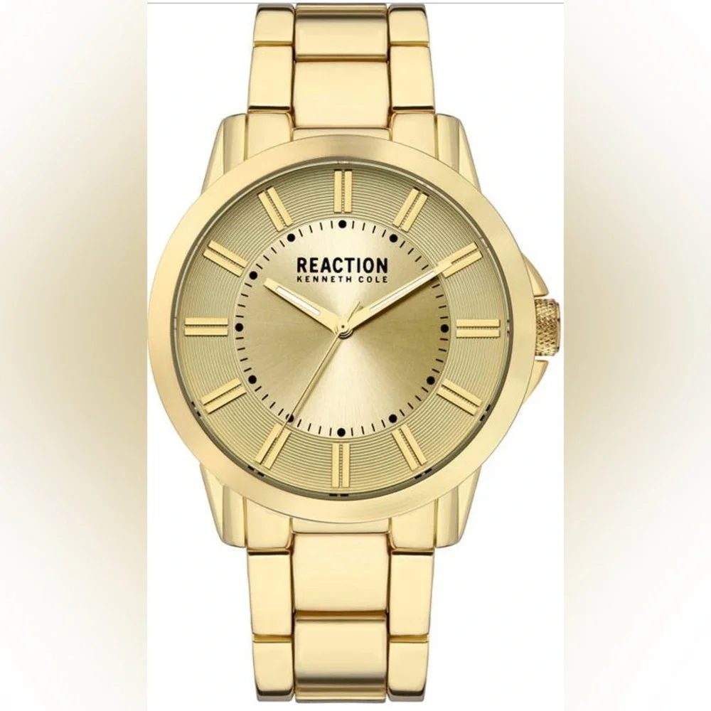 NEW Kenneth Cole Reaction Men's Champagne Dial 3 Hands Movement Watch, 4…
